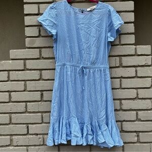 NWT Loft Floral Midi Dress in Blue & White - Size Medium